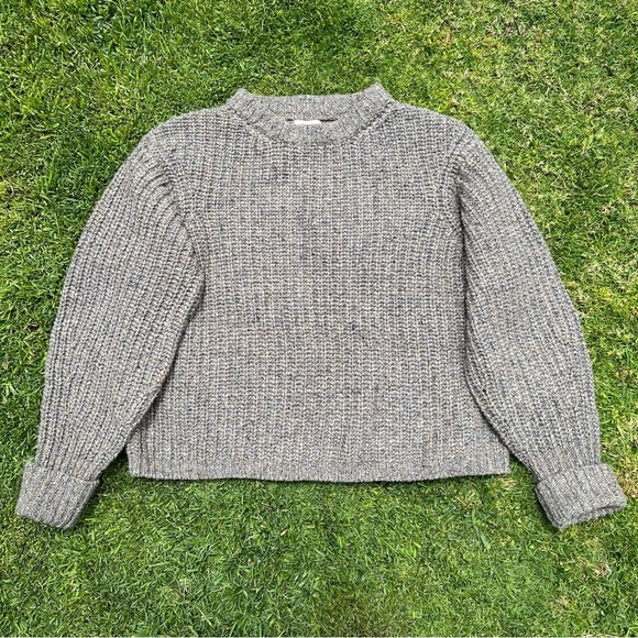 James Street Co Chunky Lowe Knit Sweater Alpaca Merino Wool Charcoal Gray Med - Picture 1 of 15